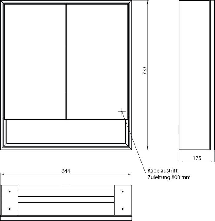 Productafbeelding Emco loft Lichtspiegelschrank mit Unterfach, 600 mm, Aufputzmodell, aluminium/weiss, 979806204 (64.40 x 17.50 x 73.30 cm)