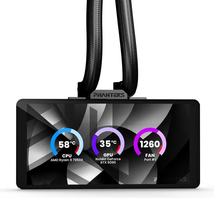 Produktbild Phanteks Glacier One 360M25 LCD AiO-Wasserkühlung, 6-Zoll-Display - 360mm, schwarz