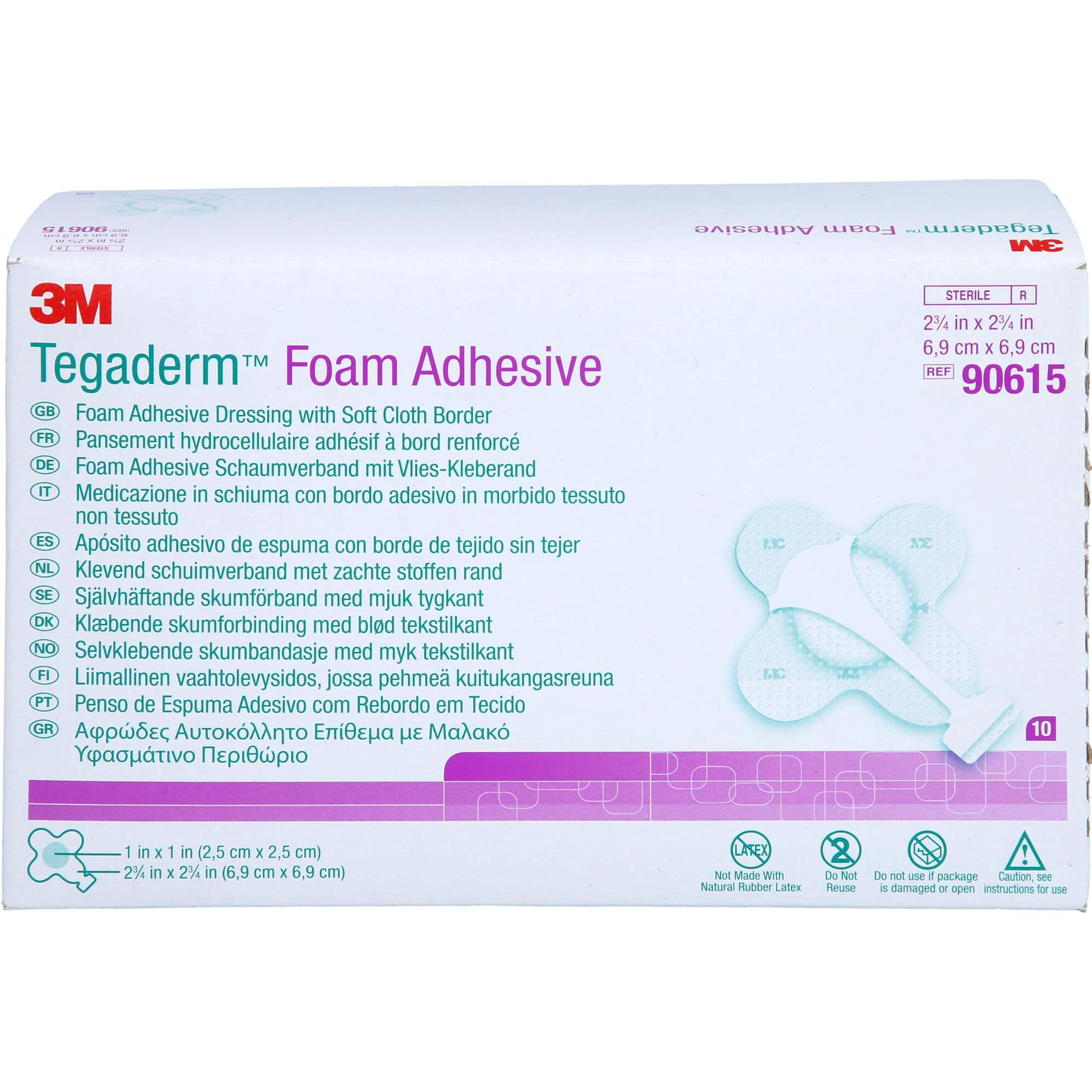 Thumbnail - 3M, Verbandsmaterial, Tegaderm Foam Adhesive 6,9x6,9 cm kreuzf.90615, 10 St VER