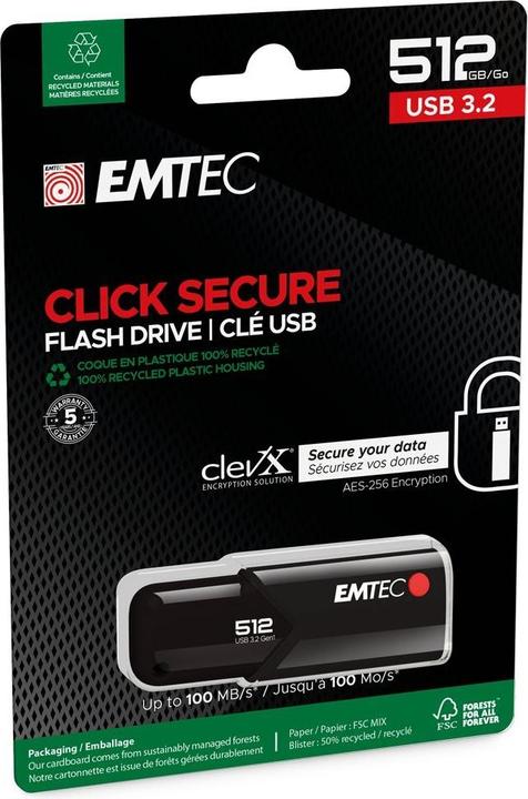 Actual product image Emtec B120 Click Secure (512 GB, USB-A)