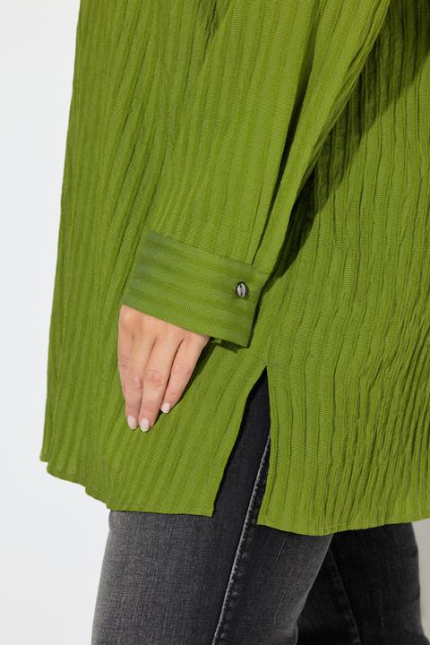 Actual product image Ulla Popken Bluse, Streifen, A-Linie, Hemdkragen, Langarm (60)