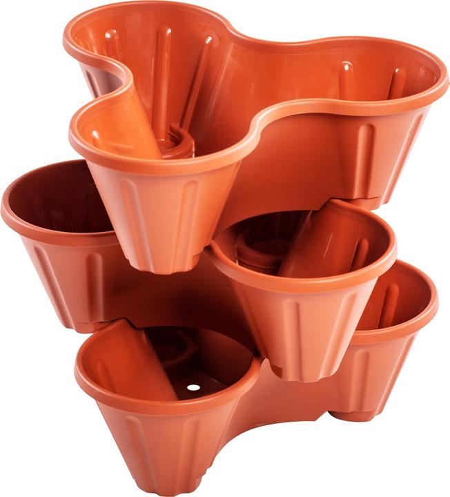 Image du produit UPP Pots à plantes, tour à plantes, empilable, terre cuite, lot de 3 (12 cm)