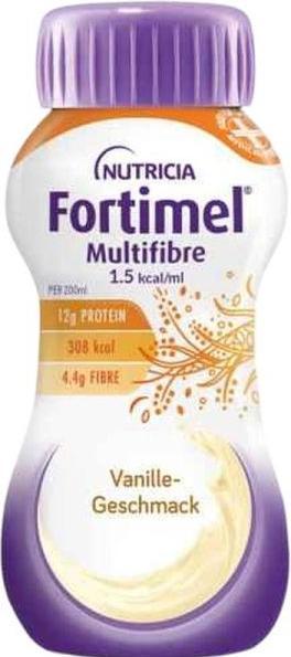 Actual product image Fortimel Energy Multi Fibre Vanilla (4x200ml) (Vanilla, Strawberry, Chocolate, 4 pcs., 965 g)
