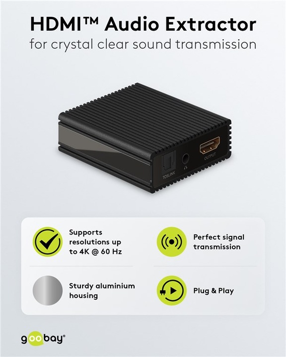 Actual product image Goobay HDMI Audio Extractor 4K @ 60 Hz