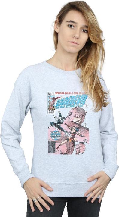 Actual product image Womens/Ladies Daredevil Distressed Bullseye Vs Elektra Cover Sweatshirt (S)