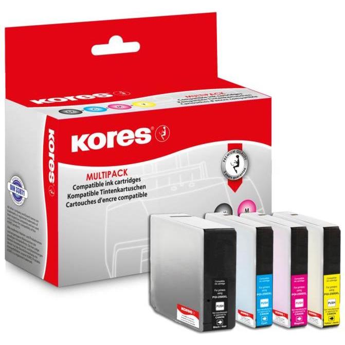 Kores, Druckerpatrone, Multi-Pack Tinte G1565KIT ersetzt Canon PGI-2500XL (M, B, Y, C)