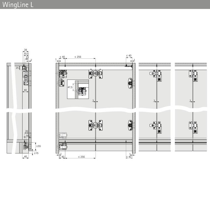 Actual product image Hettich Profilset WingLine L Lauf- /Führungsprofil 1200 mm