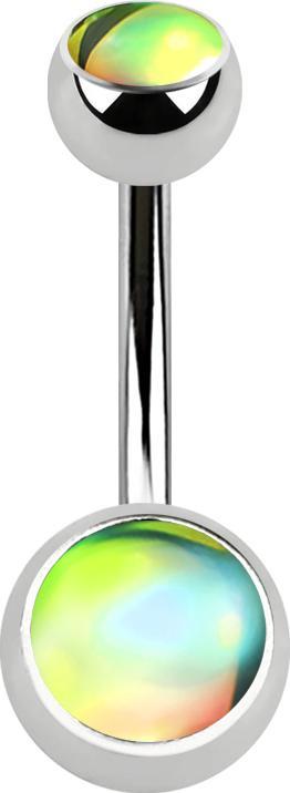 Immagine prodotto Star Piercing Banana argento con due sfere verdi iridescenti (senza ottone, Acciaio chirurgico 316L)