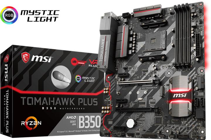 Actual product image MSI B350 Tomahawk Plus (AM4, AMD B350, ATX)