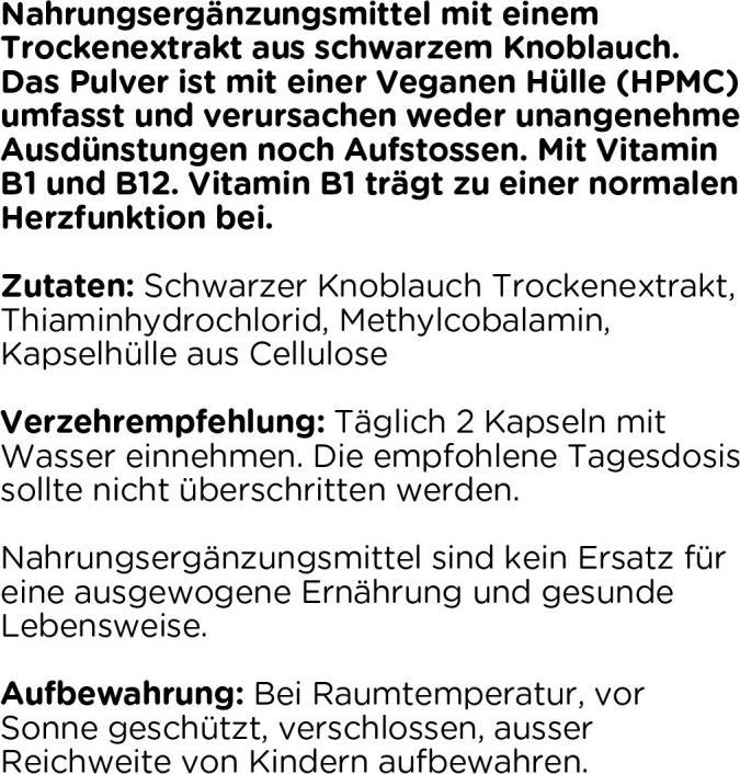 Nährwerte und Zutaten Kanela Schwarzer Knoblauch Kapseln (100 Stk) (100 Stück, Kapseln)