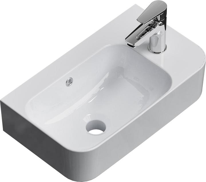 Produktbild Emke Wandwaschbecken 450 x 265 x 156 mm, Rechteckig, Keramik, Hahnloch rechts, Weiss glänzend (265 mm, 450 mm)