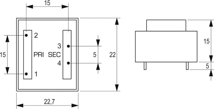 Produktbild Block Transformator PCB 0,35VA 1x9V