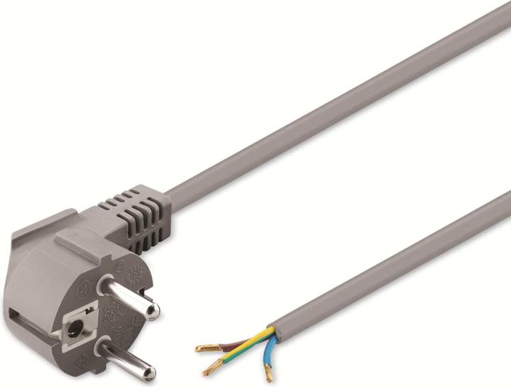 Goobay protective contact cable angled for assembly, 1.5 m, gray (1.50 m)