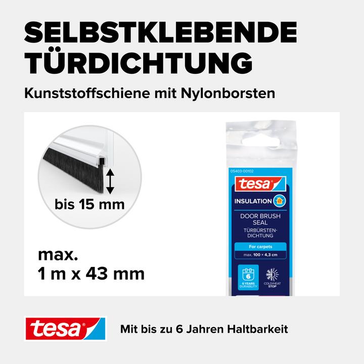Produktbild tesa tesamoll Türdichtschiene für Teppich, selbstklebend
