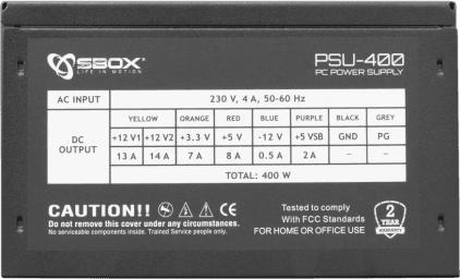 Actual product image Sbox PSU-400/ATX-400W (400 W)