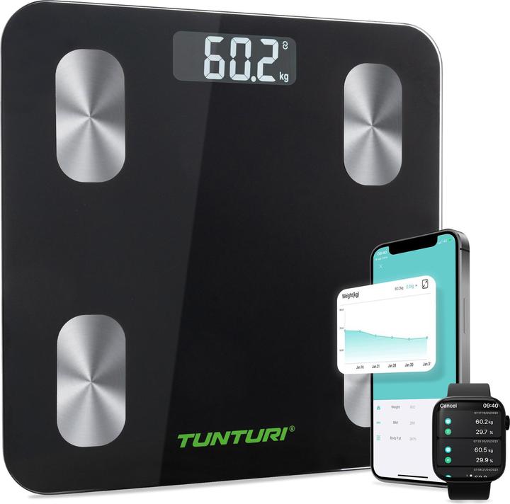 Actual product image Tunturi SC30 Intelligente Analyse-Waage mit APP (180 kg)
