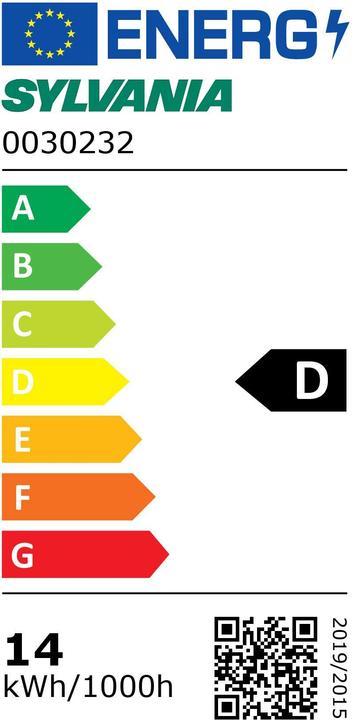 Energie-Label Sylvania 1800 lm 13.3 W LED Tube Light (1200mm) (G13, 13.30 W, 1800 lm, 1 x, D)