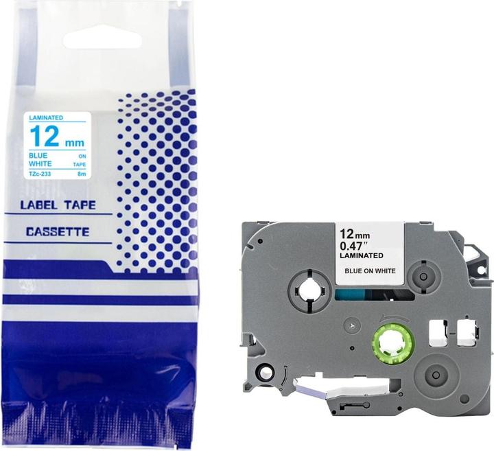Produktbild Hermex Alternatives Etikettenband zu Brother TZe-233 Beschriftungsband (1.20 cm, Blau, Weiss)