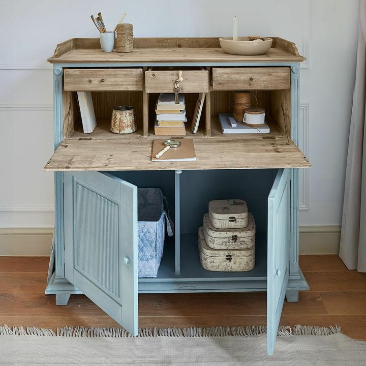 Actual product image Loberon Sekretär Marignelle antikblau/braun (122 x 45 x 122.50 cm)