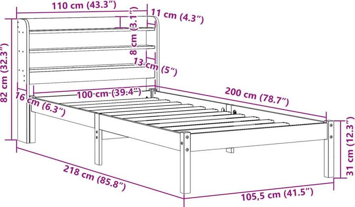 Produktbild vidaXL Bettgestell (100 x 200 cm)