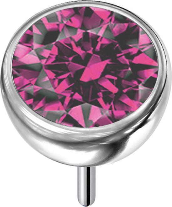 Image du produit Star Piercing Threadless demi-boule argentée avec cristal rose (sans laiton, Titane G23)