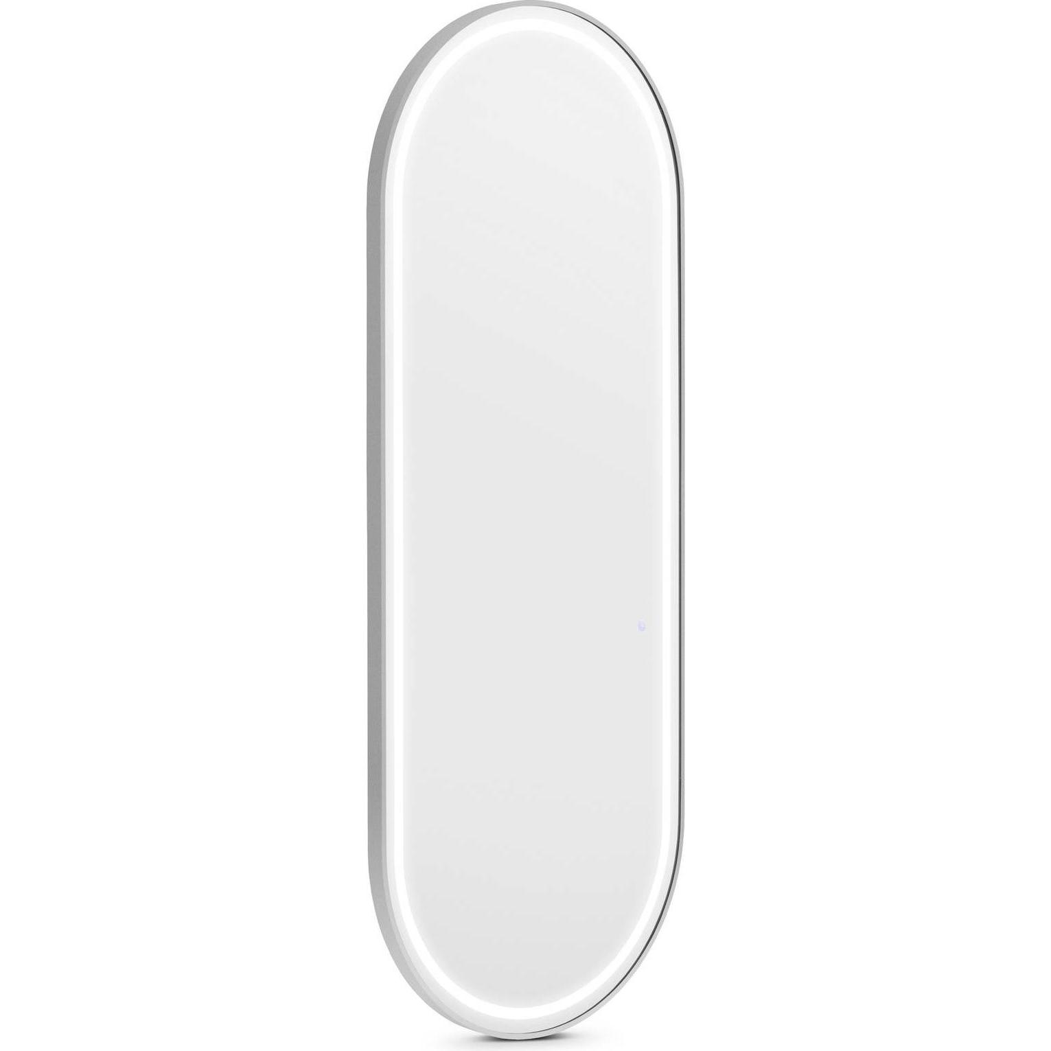 Physa, Kosmetikspiegel, Friseurspiegel mit LED-Beleuchtung 180 x 70 cm extra flach oval silberner Rahmen