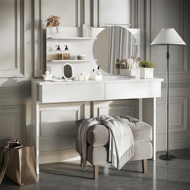 Actual product image Vicco Bathroom mirror cabinet Avena, White, 100 x 50 cm with 3 open compartments (100 x 13.50 x 50 cm)