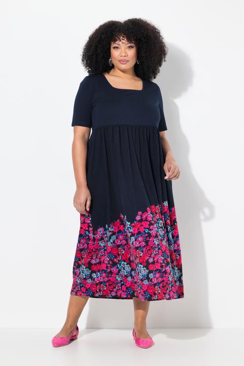Produktbild Ulla Popken Maxikleid, A-Linie, Carree-Ausschnitt, Halbarm, Taschen (60)