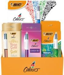 Actual product image Bic 4-colour retractable biros ® 4 Colours®. 0.4 mm, assorted, counter display of 63 pens (Multicoloured, 63x)