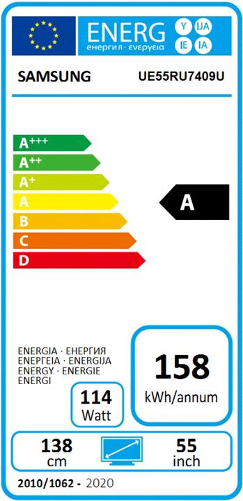 Label énergétique Samsung UE55RU7409 (55", LCD, 4K)