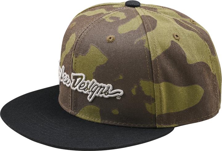 Troy Lee Designs Flat Bill Snapback Cap, Signature, olive camo, one size (One Size)