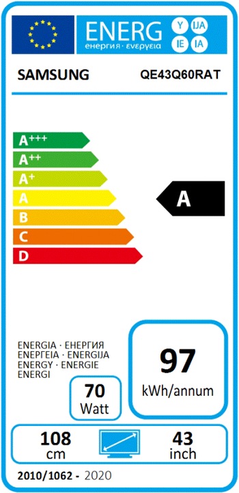 Energie-Label Samsung QE43Q60R (43", QLED, 4K, 2019)