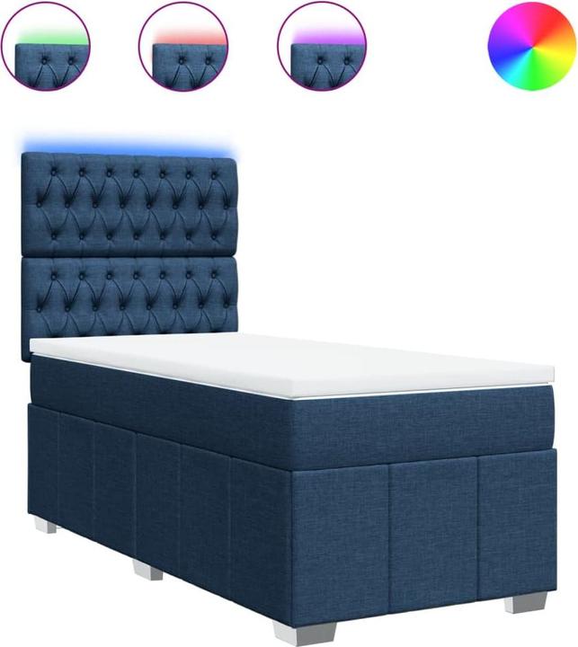 Actual product image vidaXL Boxspringbett Polsterbett Bett Doppelbett Matratze Blau 180x200cm Stoff (180 x 200 cm)