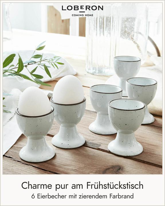 Produktbild Loberon Eierbecher 6er Set Biarré weiss (6 x)