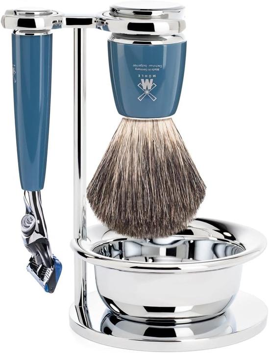 Actual product image Mühle Shaving set, 4-piece with bowl, shaving brush with pure badger hair, 5-blade R