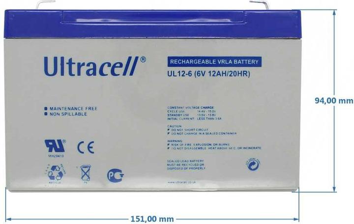 Produktbild Ultracell UL12-6 6V 12Ah Bleiakku AGM Blei Gel Akku (12 Ah)