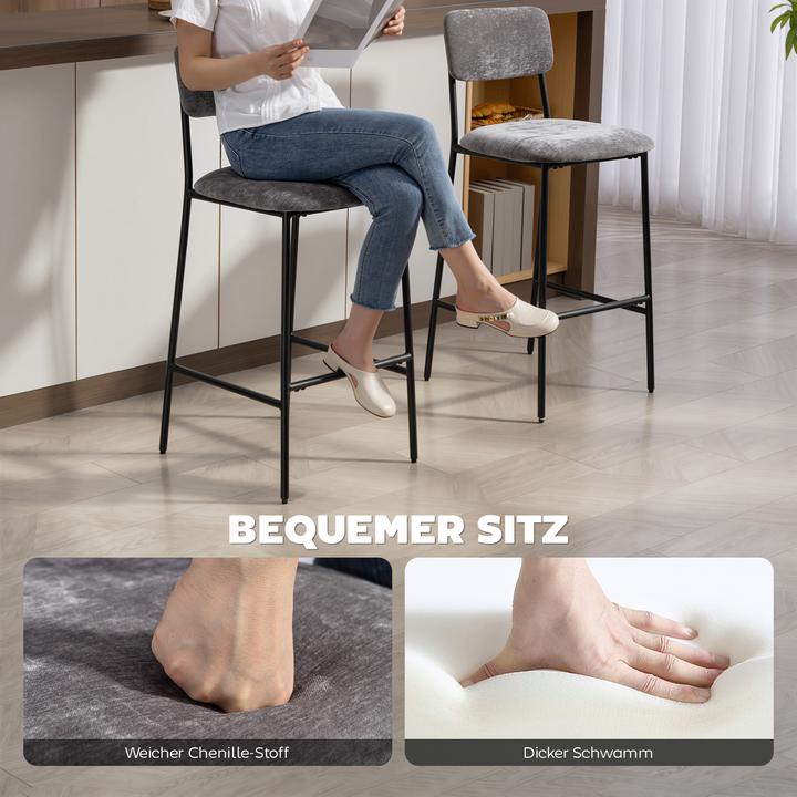 Actual product image Homcom Barhocker Polyester, Stahl Grau