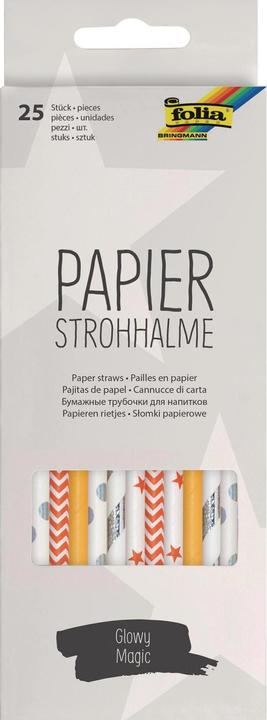 Produktbild Folia Strohhalme Papier, Glitzer, Mehrfarbig, 25 Stück (25 x)