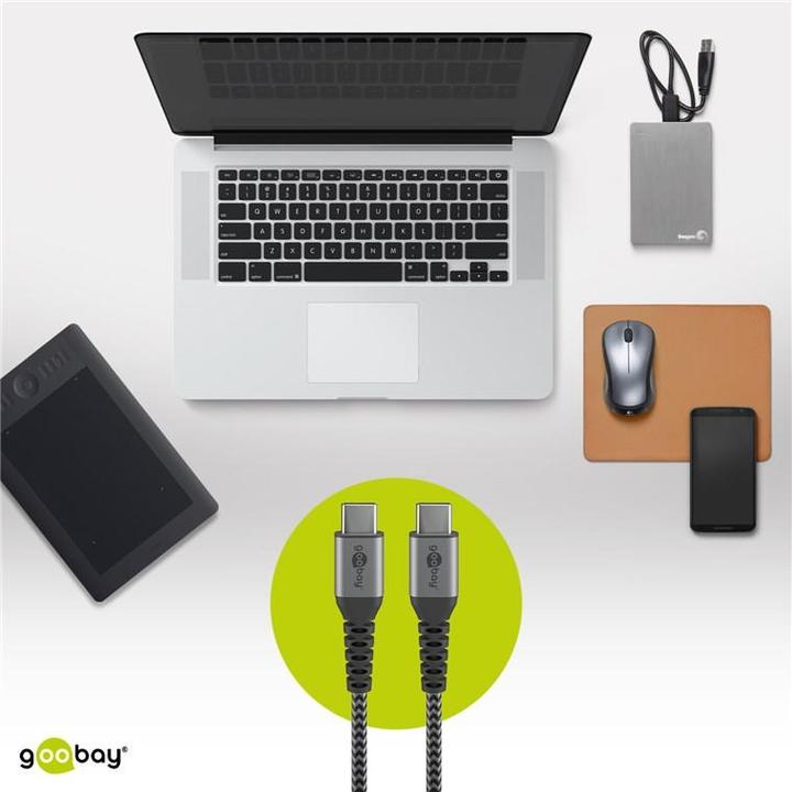 Image du produit Goobay Câble USB-C, textile, connecteur métallique, extra-résistant (0.50 m, USB 2.0, 60 W)