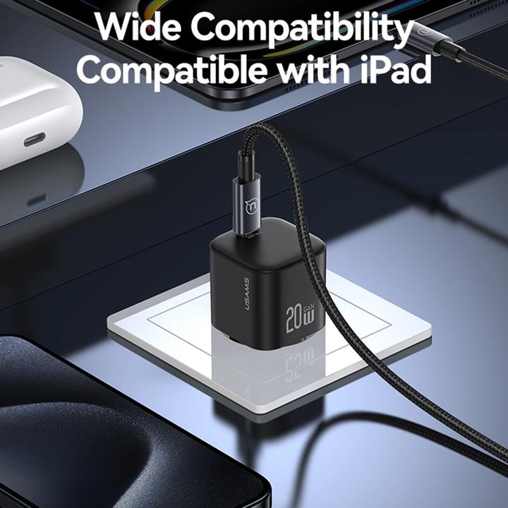 Actual product image Usams CC260 20W GaN Mini Fast Charger (EU) - JC Series - Black (20 W)