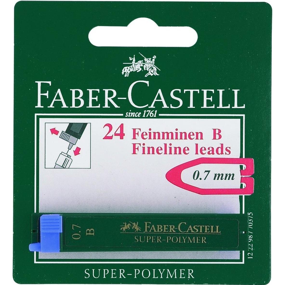 Faber-Castell, Ersatzpatrone, Schreibmine Feinmine Super Polymer 0.7 mm, B, Schwarz (Ersatzmine, Schwarz, 0.70 mm)