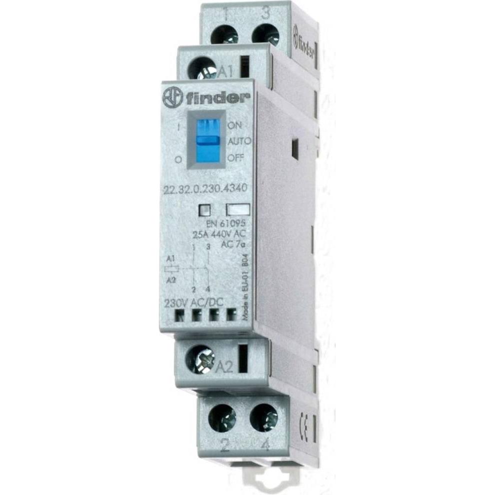 Finder Installationsschütz Serie 22, 25 A 22.32.0.230.4340 2 Schliesser (30/110/220 V) 25/5/1 A, Relais