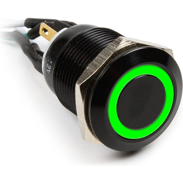 Impactics Vandalismustaster 19mm, IP65, grüne LED - schwarz, Taster + Schalter, Grün, Schwarz