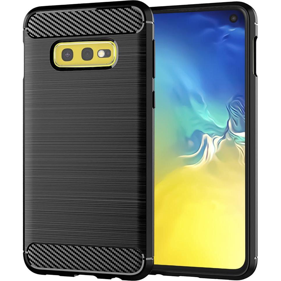 Techsuit - Carbon Silicone - Samsung Galaxy S10e - Black (Samsung Galaxy S10e), Cover smartphone, Nero