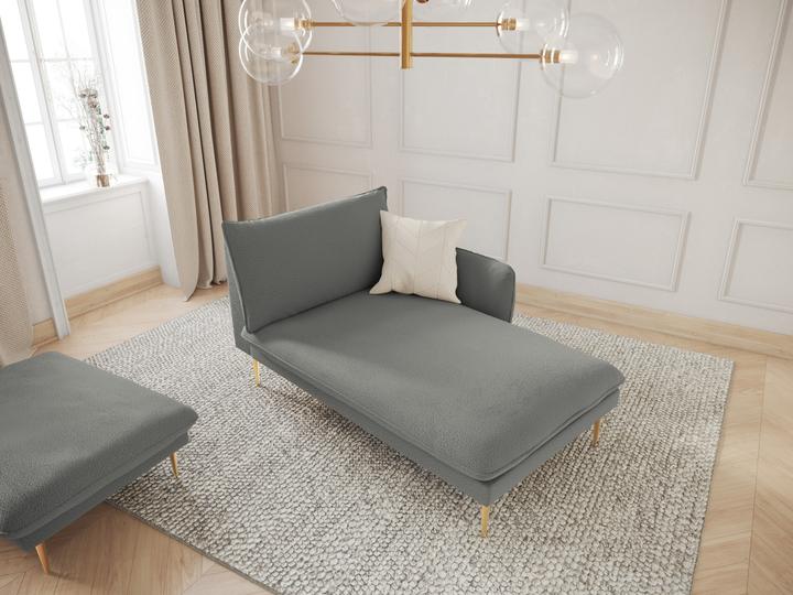 Actual product image Cosmopolitan Design Boucle Chaise Longue Right, "Vienna", 1 Seat, Grey, 170x110x95 Made in Europe (Recamiere)