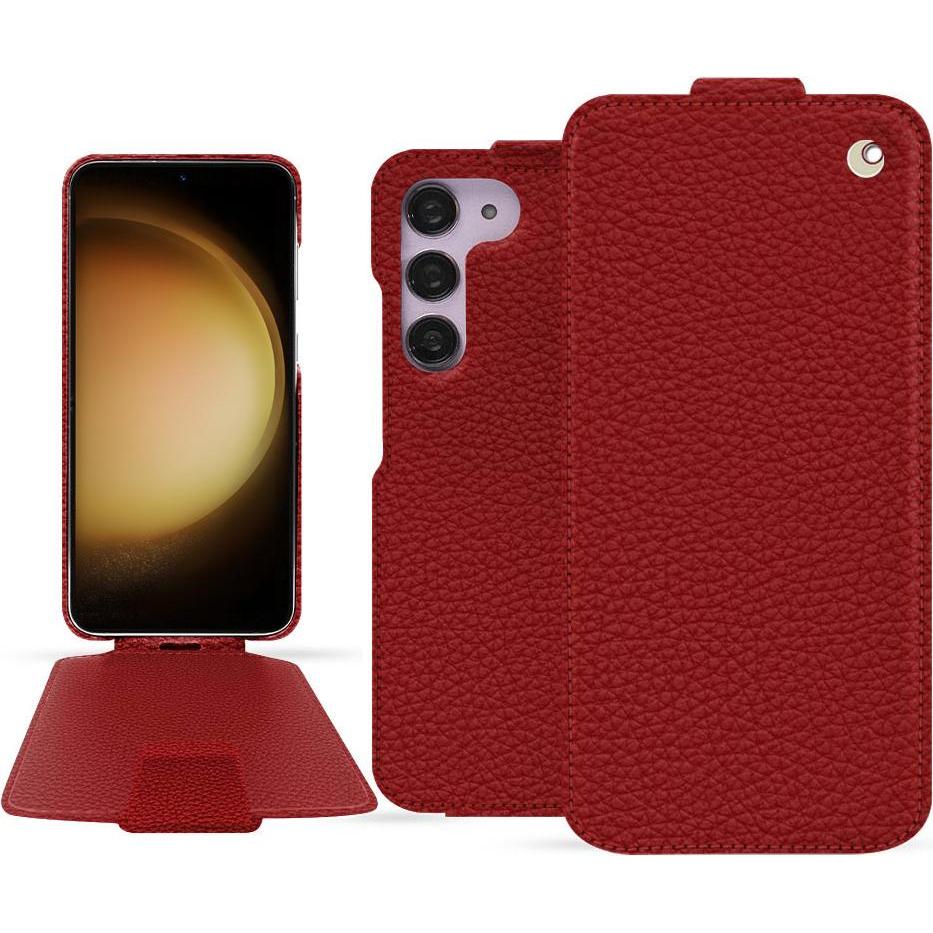 Noreve Lederschutzhülle vertikal (Samsung Galaxy S23+), Smartphone Hülle, Rot