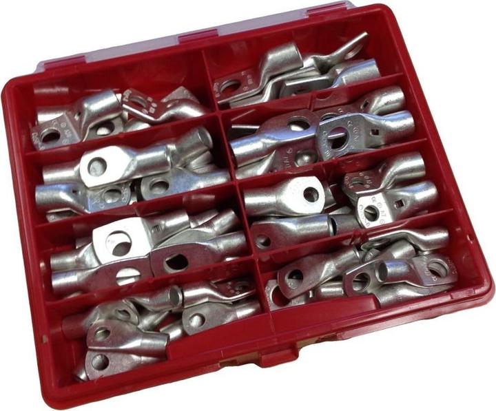 Kalitec Rohrkabelschuh Starter Set Sortimentskasten 25-50mm² inkl. Crimpzange TN70 SE 68 Quetschverbinder I