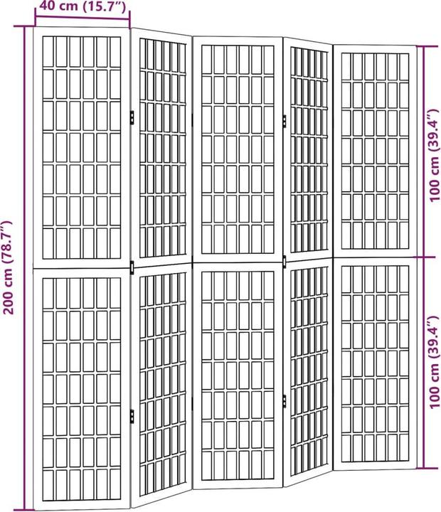 Image du produit vidaXL Séparation de pièce Paravent Mur d'Espagne 5 pcs. blanc bois massif