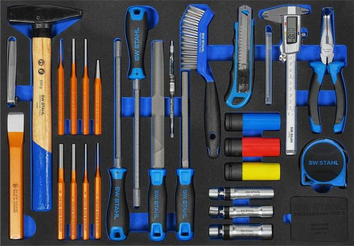 Produktbild SW-Stahl Z3011-9 Werkstattwagensortiment, allgemeine Handwerkzeuge, 28-teilig I Werkzeugwagen Einlag