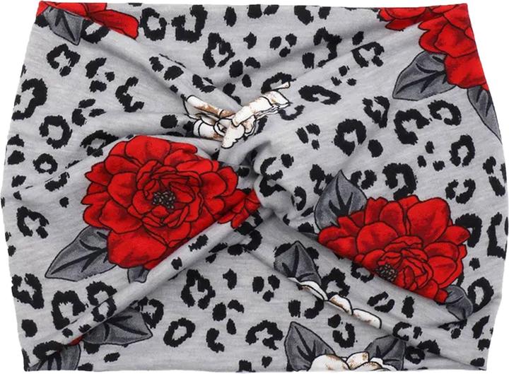 Avizar Tiermuster Haarband Leopard und Rosen Raven